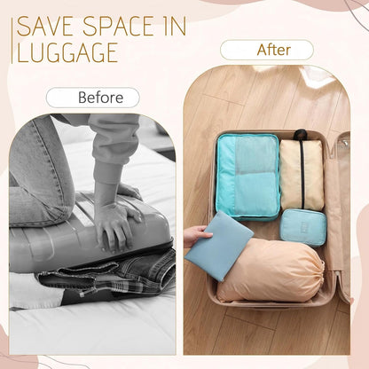9 Pcs Packing Cubes Set for Travel with Waterproof Clothing Cubes Toiletry Shoe Laundry Jewelry Bag for Women Men(Light Blue)