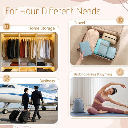 9 Pcs Packing Cubes Set for Travel with Waterproof Clothing Cubes Toiletry Shoe Laundry Jewelry Bag for Women Men(Light Blue)