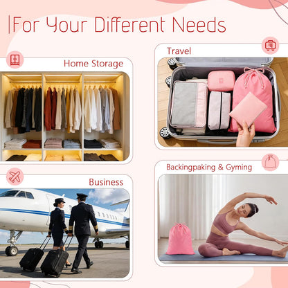 9 Pcs Packing Cubes Set for Travel with Waterproof Clothing Cubes Toiletry Shoe Laundry Jewelry Bag for Women Men(Light Blue)