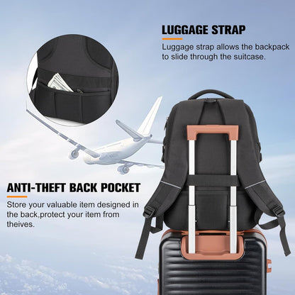 40L Expandable Laptop Backpack, Anti-thief Travel Backpack with USB Charging Port, Airline Approved Business Waterproof Carry on Luggage, Fits 15.6" Laptop for Men Women