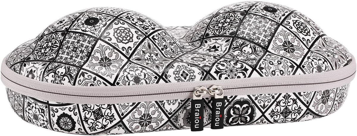 Premium Bra Case Lingerie Travel Bag Zip Underwear Organizer Bag for A-DD Cup (Green Plaid)