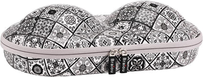Premium Bra Case Lingerie Travel Bag Zip Underwear Organizer Bag for A-DD Cup (Green Plaid)