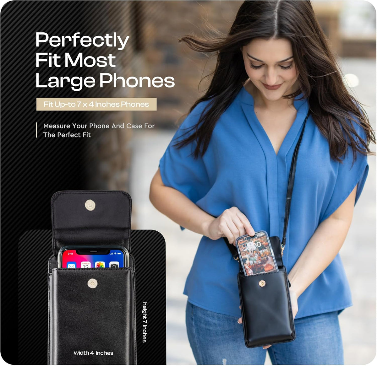Crossbody Phone Purse for Women – RFID Phone Case Wallet w/Magnetic Closure & Separate Zipper Pocket Crossbody Bag