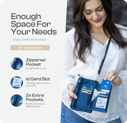 Crossbody Phone Purse for Women – RFID Phone Case Wallet w/Magnetic Closure & Separate Zipper Pocket Crossbody Bag