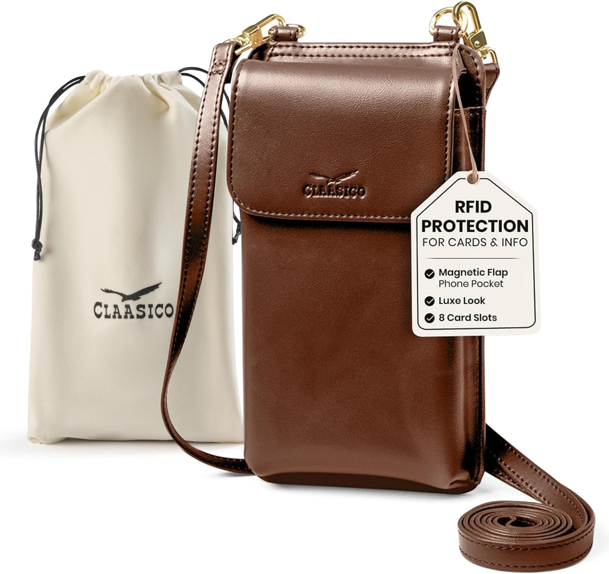Crossbody Phone Purse for Women – RFID Phone Case Wallet w/Magnetic Closure & Separate Zipper Pocket Crossbody Bag