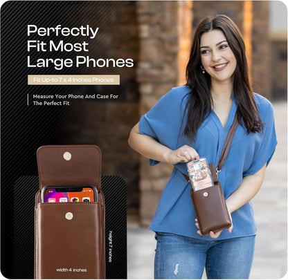 Crossbody Phone Purse for Women – RFID Phone Case Wallet w/Magnetic Closure & Separate Zipper Pocket Crossbody Bag