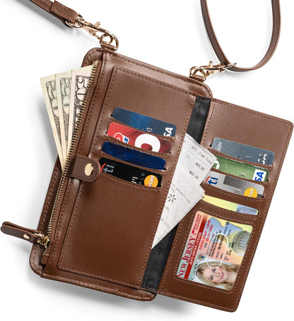 Crossbody Phone Purse for Women – RFID Phone Case Wallet w/Magnetic Closure & Separate Zipper Pocket Crossbody Bag