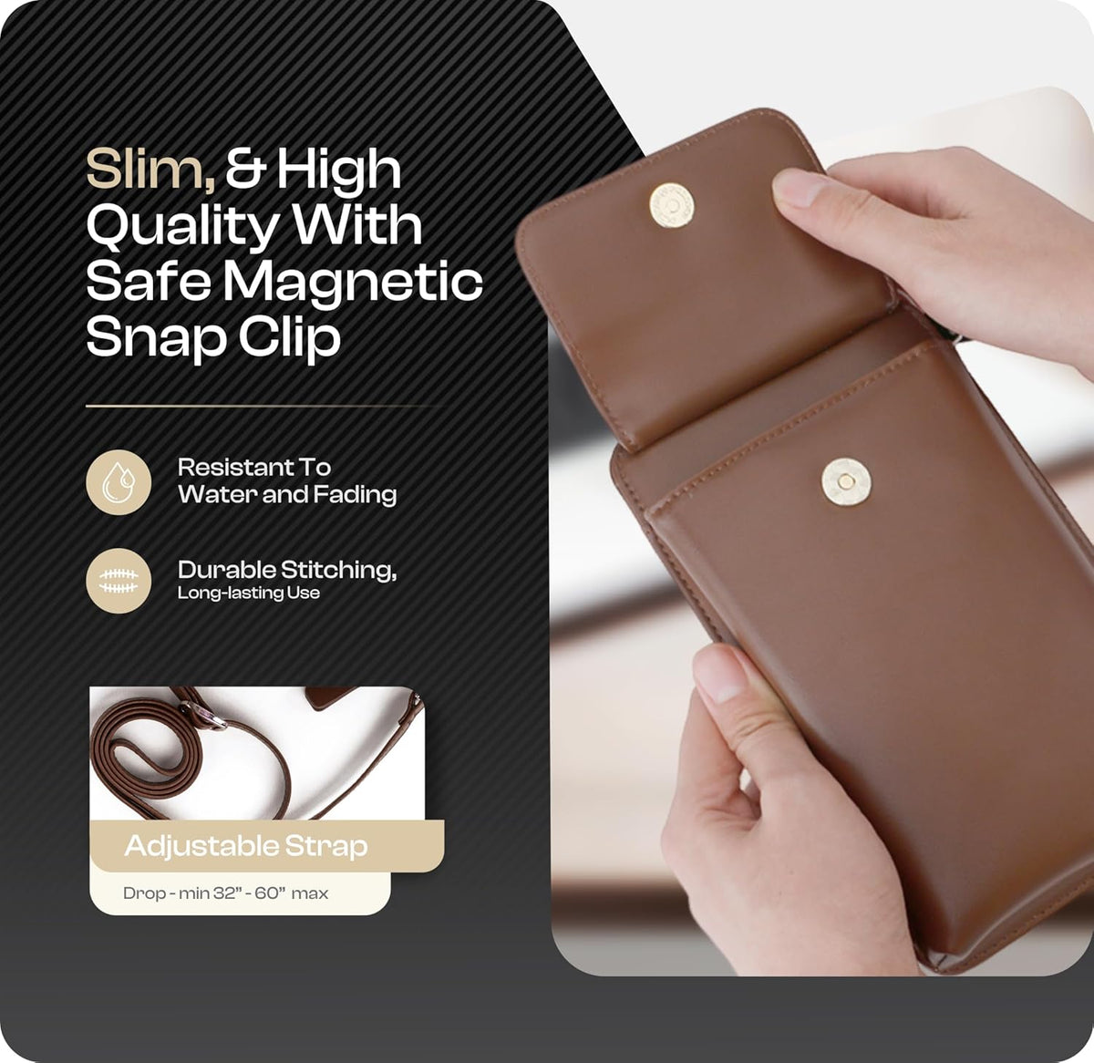 Crossbody Phone Purse for Women – RFID Phone Case Wallet w/Magnetic Closure & Separate Zipper Pocket Crossbody Bag