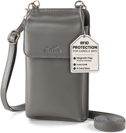 Crossbody Phone Purse for Women – RFID Phone Case Wallet w/Magnetic Closure & Separate Zipper Pocket Crossbody Bag
