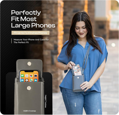 Crossbody Phone Purse for Women – RFID Phone Case Wallet w/Magnetic Closure & Separate Zipper Pocket Crossbody Bag