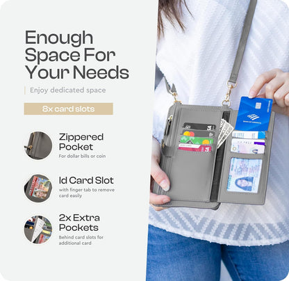 Crossbody Phone Purse for Women – RFID Phone Case Wallet w/Magnetic Closure & Separate Zipper Pocket Crossbody Bag