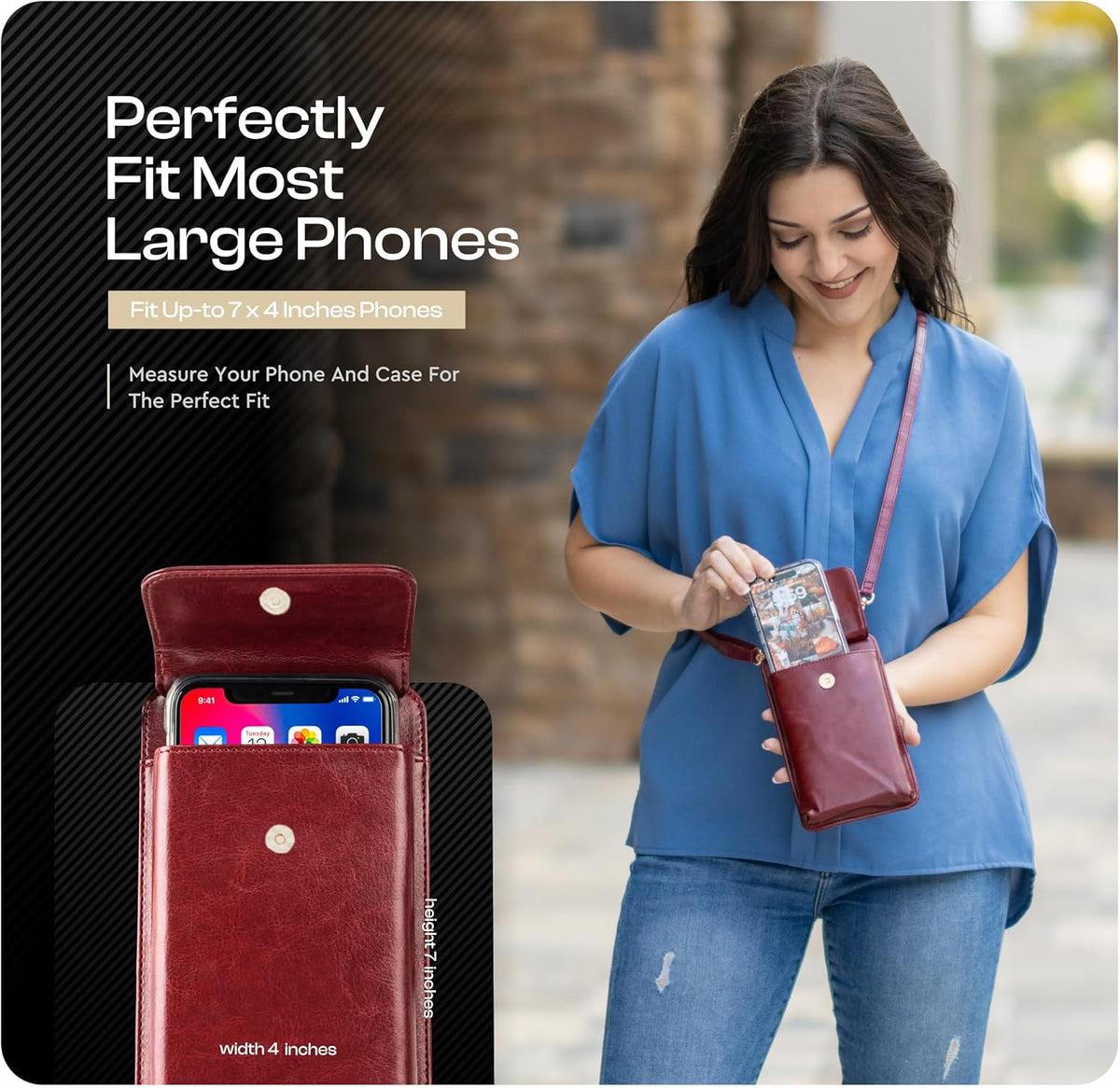 Crossbody Phone Purse for Women – RFID Phone Case Wallet w/Magnetic Closure & Separate Zipper Pocket Crossbody Bag