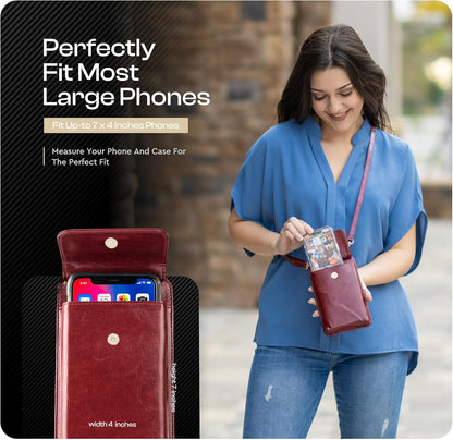 Crossbody Phone Purse for Women – RFID Phone Case Wallet w/Magnetic Closure & Separate Zipper Pocket Crossbody Bag