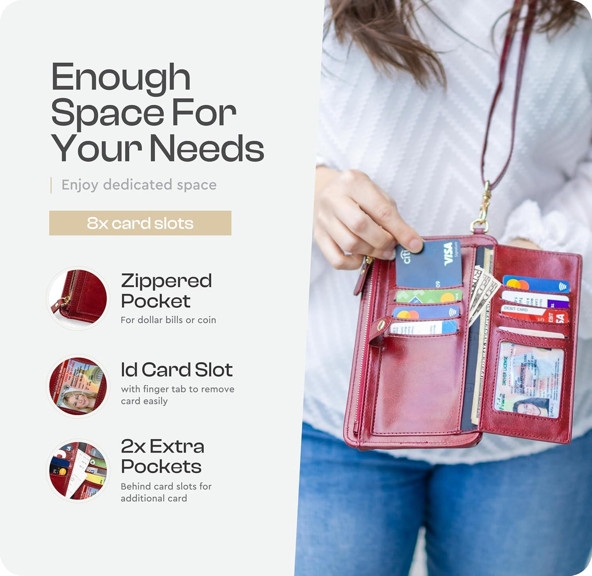 Crossbody Phone Purse for Women – RFID Phone Case Wallet w/Magnetic Closure & Separate Zipper Pocket Crossbody Bag