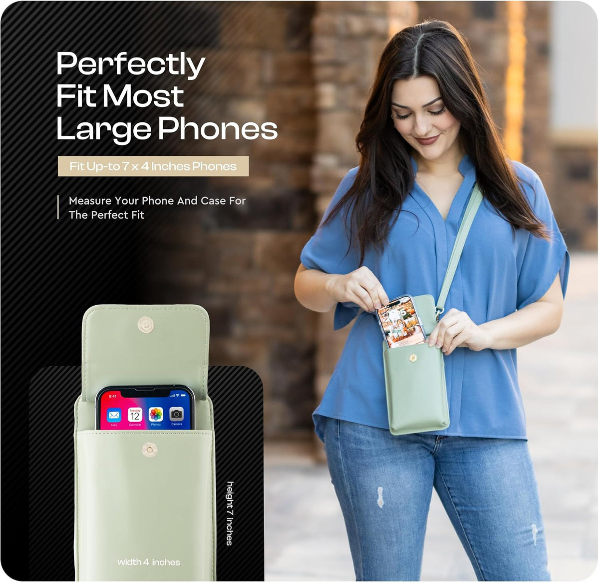 Crossbody Phone Purse for Women – RFID Phone Case Wallet w/Magnetic Closure & Separate Zipper Pocket Crossbody Bag
