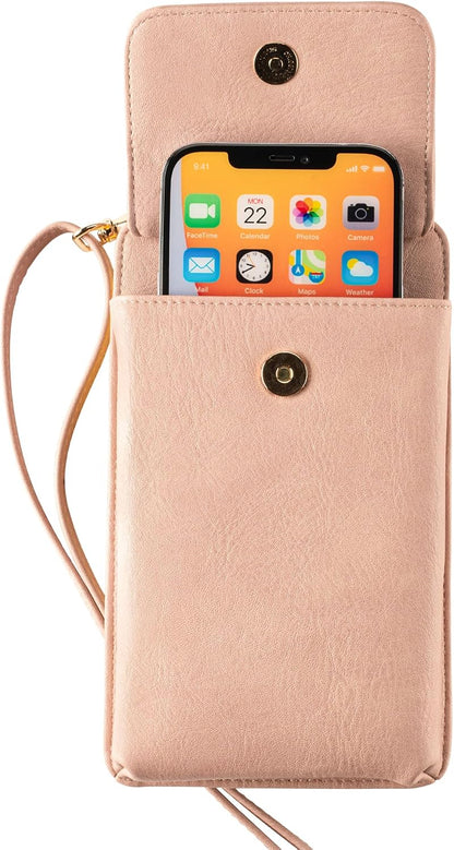 Crossbody Phone Purse for Women – RFID Phone Case Wallet w/Magnetic Closure & Separate Zipper Pocket Crossbody Bag