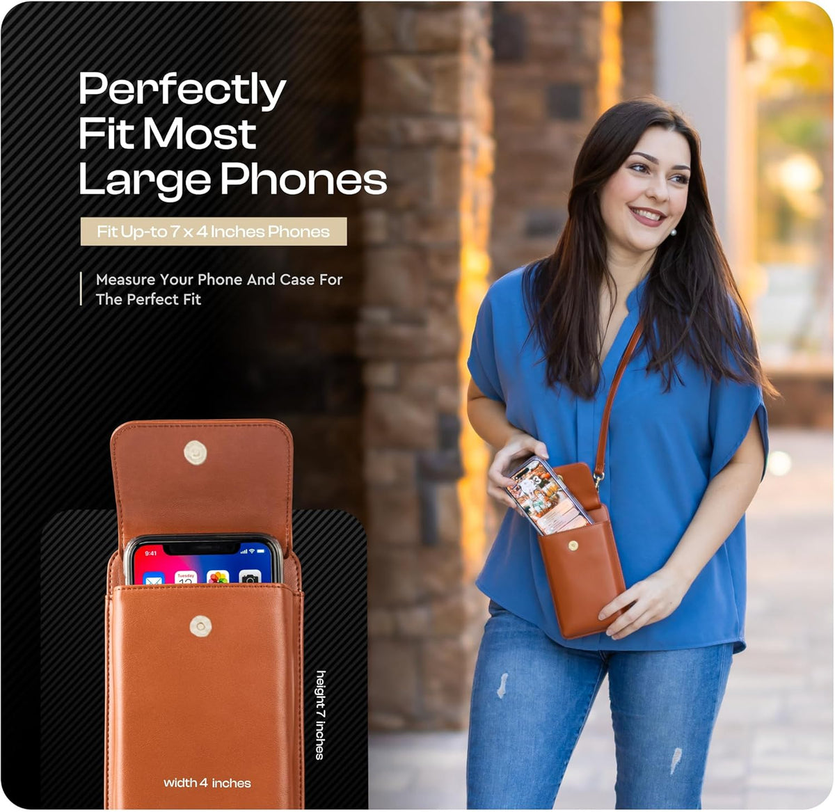 Crossbody Phone Purse for Women – RFID Phone Case Wallet w/Magnetic Closure & Separate Zipper Pocket Crossbody Bag