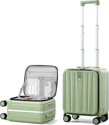 16 Inch Underseat Carry On Luggage with Wheels,Small Hard Shell Suitcases for Weekender,Top Opening Lightweight Travel Luggage Suitcase for Womem Men,Ivory White.