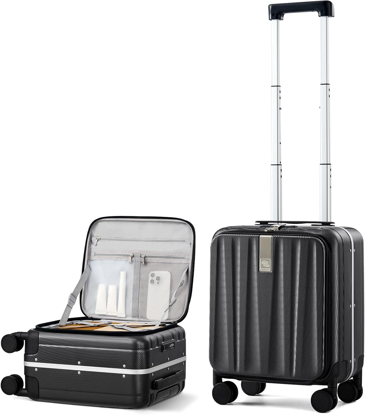 16 Inch Underseat Carry On Luggage with Wheels,Small Hard Shell Suitcases for Weekender,Top Opening Lightweight Travel Luggage Suitcase for Womem Men,Ivory White.