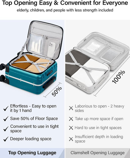 16 Inch Underseat Carry On Luggage with Wheels,Small Hard Shell Suitcases for Weekender,Top Opening Lightweight Travel Luggage Suitcase for Womem Men,Ivory White.