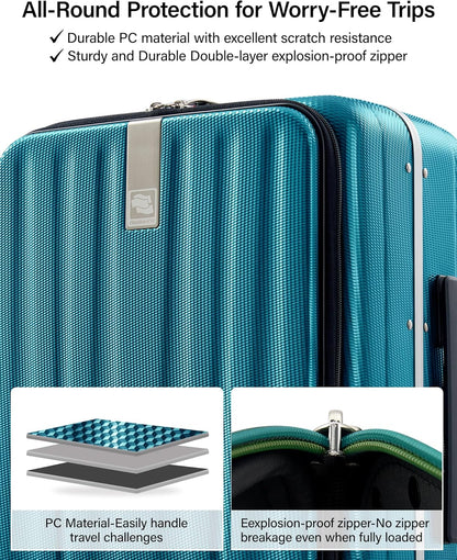 16 Inch Underseat Carry On Luggage with Wheels,Small Hard Shell Suitcases for Weekender,Top Opening Lightweight Travel Luggage Suitcase for Womem Men,Ivory White.