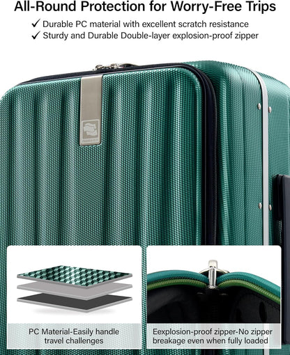 16 Inch Underseat Carry On Luggage with Wheels,Small Hard Shell Suitcases for Weekender,Top Opening Lightweight Travel Luggage Suitcase for Womem Men,Ivory White.
