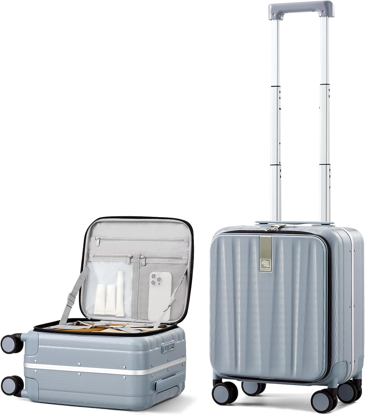 16 Inch Underseat Carry On Luggage with Wheels,Small Hard Shell Suitcases for Weekender,Top Opening Lightweight Travel Luggage Suitcase for Womem Men,Ivory White.