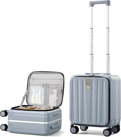 16 Inch Underseat Carry On Luggage with Wheels,Small Hard Shell Suitcases for Weekender,Top Opening Lightweight Travel Luggage Suitcase for Womem Men,Ivory White.