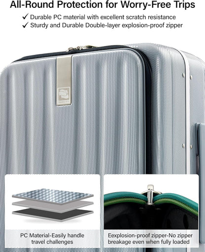 16 Inch Underseat Carry On Luggage with Wheels,Small Hard Shell Suitcases for Weekender,Top Opening Lightweight Travel Luggage Suitcase for Womem Men,Ivory White.