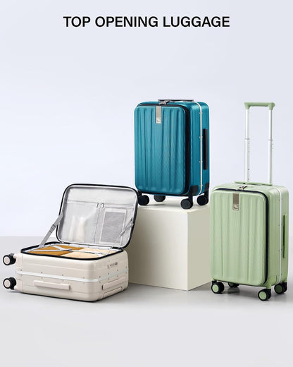 16 Inch Underseat Carry On Luggage with Wheels,Small Hard Shell Suitcases for Weekender,Top Opening Lightweight Travel Luggage Suitcase for Womem Men,Ivory White.