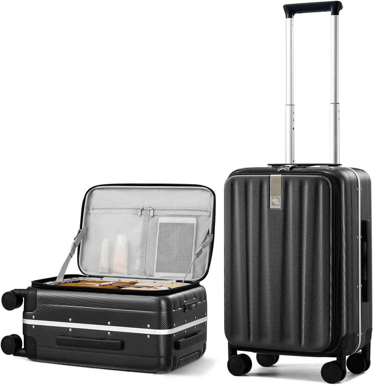 16 Inch Underseat Carry On Luggage with Wheels,Small Hard Shell Suitcases for Weekender,Top Opening Lightweight Travel Luggage Suitcase for Womem Men,Ivory White.