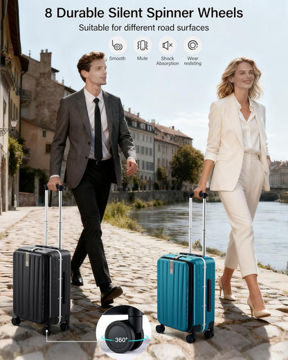 16 Inch Underseat Carry On Luggage with Wheels,Small Hard Shell Suitcases for Weekender,Top Opening Lightweight Travel Luggage Suitcase for Womem Men,Ivory White.