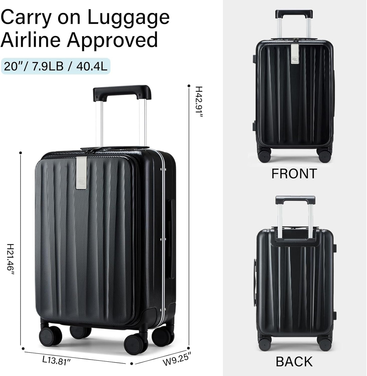 16 Inch Underseat Carry On Luggage with Wheels,Small Hard Shell Suitcases for Weekender,Top Opening Lightweight Travel Luggage Suitcase for Womem Men,Ivory White.