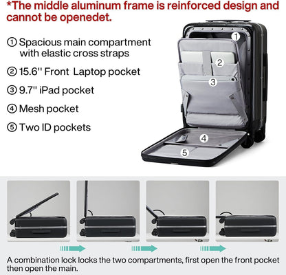 16 Inch Underseat Carry On Luggage with Wheels,Small Hard Shell Suitcases for Weekender,Top Opening Lightweight Travel Luggage Suitcase for Womem Men,Ivory White.