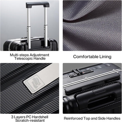 16 Inch Underseat Carry On Luggage with Wheels,Small Hard Shell Suitcases for Weekender,Top Opening Lightweight Travel Luggage Suitcase for Womem Men,Ivory White.