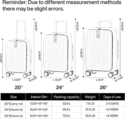 16 Inch Underseat Carry On Luggage with Wheels,Small Hard Shell Suitcases for Weekender,Top Opening Lightweight Travel Luggage Suitcase for Womem Men,Ivory White.