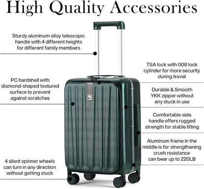 16 Inch Underseat Carry On Luggage with Wheels,Small Hard Shell Suitcases for Weekender,Top Opening Lightweight Travel Luggage Suitcase for Womem Men,Ivory White.