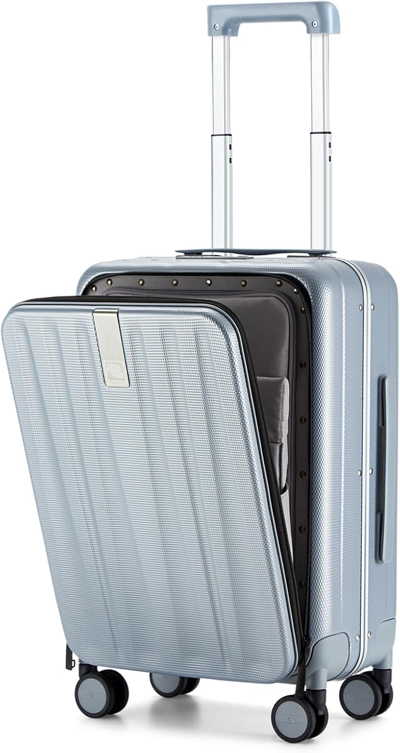 16 Inch Underseat Carry On Luggage with Wheels,Small Hard Shell Suitcases for Weekender,Top Opening Lightweight Travel Luggage Suitcase for Womem Men,Ivory White.