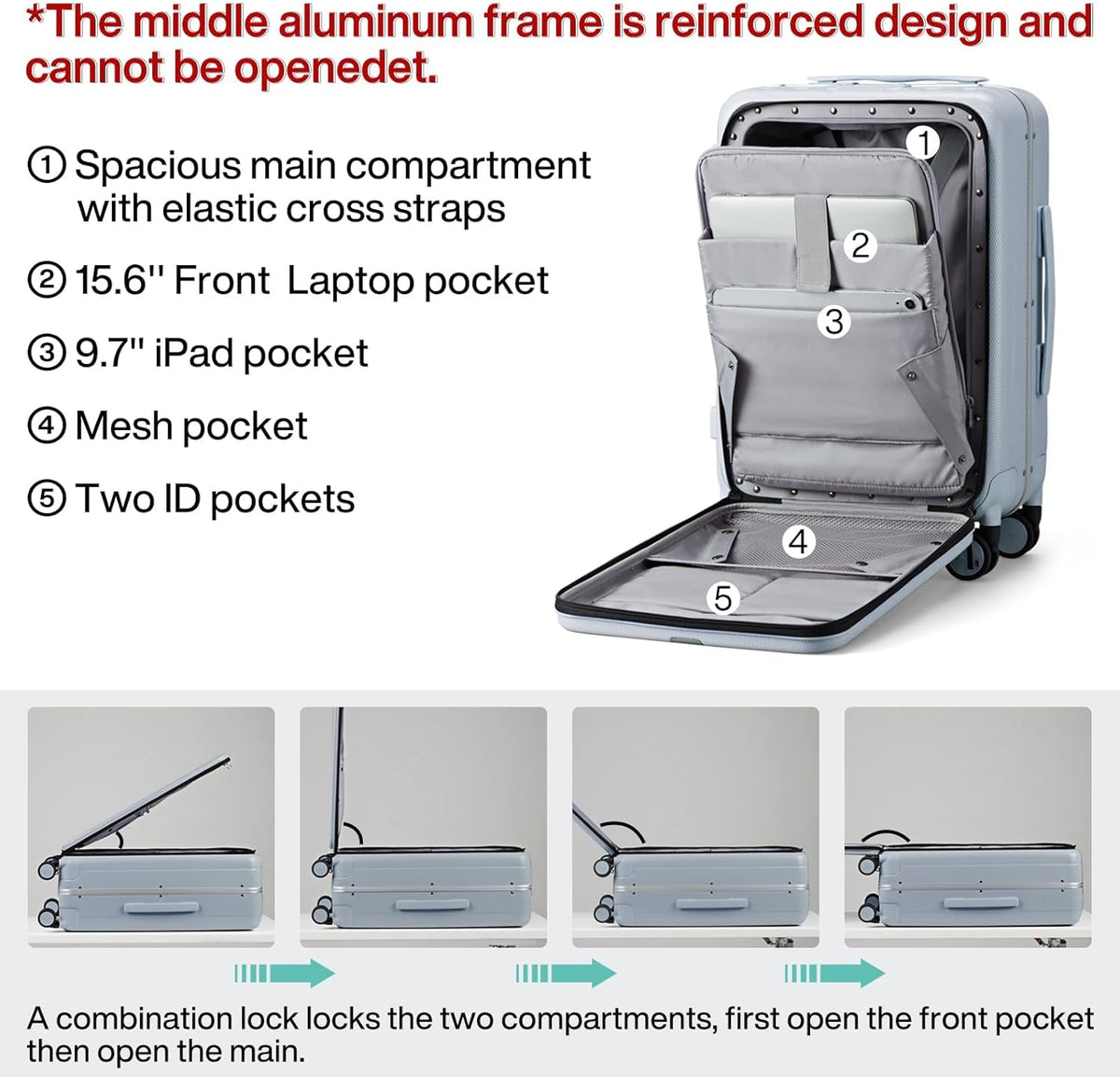 16 Inch Underseat Carry On Luggage with Wheels,Small Hard Shell Suitcases for Weekender,Top Opening Lightweight Travel Luggage Suitcase for Womem Men,Ivory White.