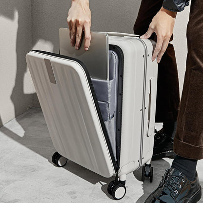 16 Inch Underseat Carry On Luggage with Wheels,Small Hard Shell Suitcases for Weekender,Top Opening Lightweight Travel Luggage Suitcase for Womem Men,Ivory White.