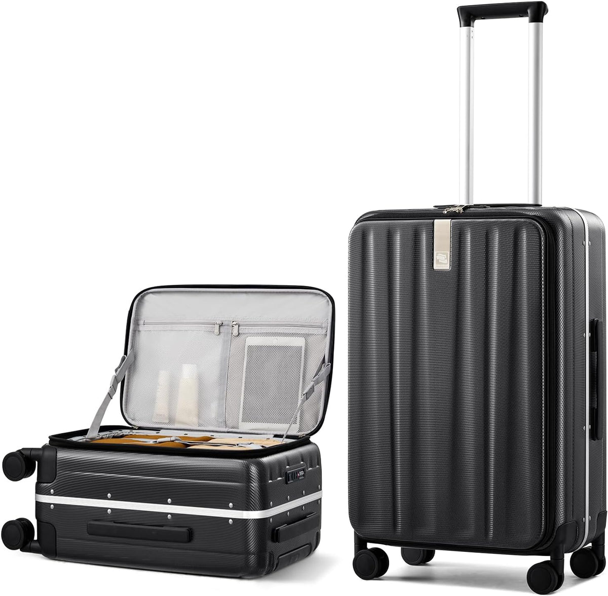 16 Inch Underseat Carry On Luggage with Wheels,Small Hard Shell Suitcases for Weekender,Top Opening Lightweight Travel Luggage Suitcase for Womem Men,Ivory White.