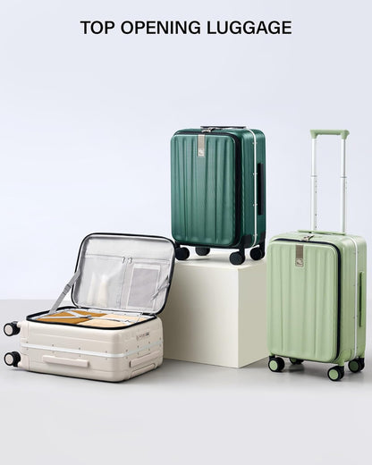 16 Inch Underseat Carry On Luggage with Wheels,Small Hard Shell Suitcases for Weekender,Top Opening Lightweight Travel Luggage Suitcase for Womem Men,Ivory White.