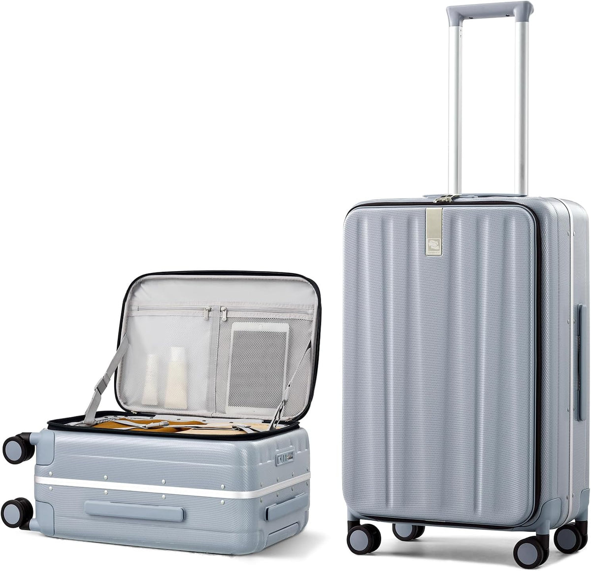 16 Inch Underseat Carry On Luggage with Wheels,Small Hard Shell Suitcases for Weekender,Top Opening Lightweight Travel Luggage Suitcase for Womem Men,Ivory White.