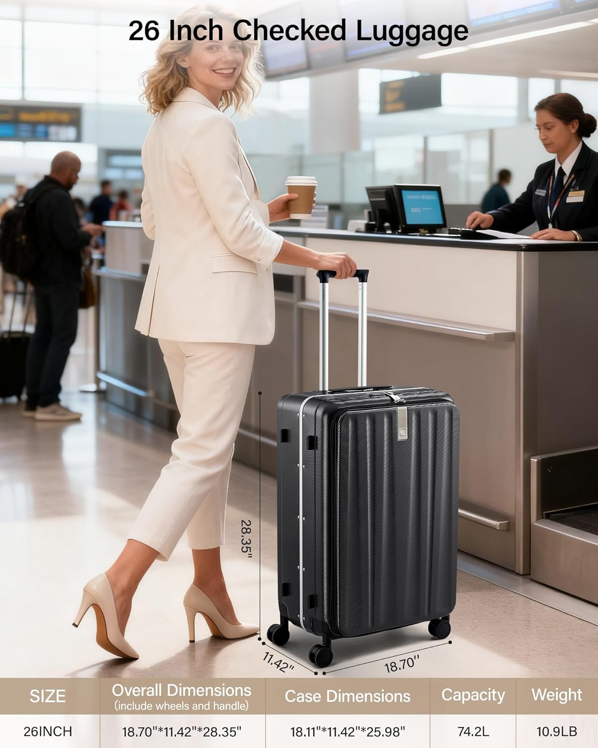 16 Inch Underseat Carry On Luggage with Wheels,Small Hard Shell Suitcases for Weekender,Top Opening Lightweight Travel Luggage Suitcase for Womem Men,Ivory White.