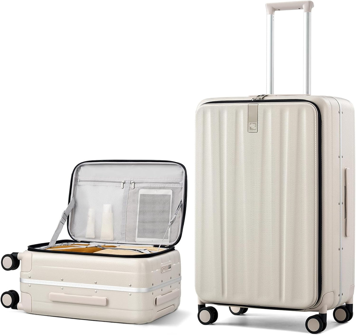16 Inch Underseat Carry On Luggage with Wheels,Small Hard Shell Suitcases for Weekender,Top Opening Lightweight Travel Luggage Suitcase for Womem Men,Ivory White.