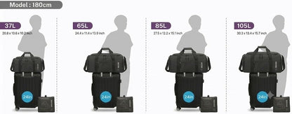 Foldable Travel Duffel Bag, 37L Lightweight Carry-on Weekender Bag with Wet Pocket, Water-Repellent Packable Hospital & Sports Bag for Overnight Trip - Black