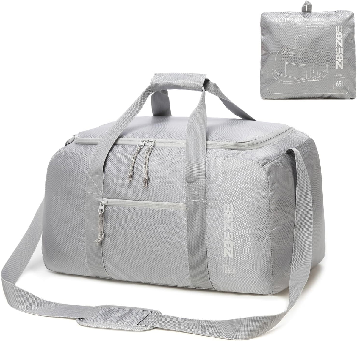 Foldable Travel Duffel Bag, 37L Lightweight Carry-on Weekender Bag with Wet Pocket, Water-Repellent Packable Hospital & Sports Bag for Overnight Trip - Black