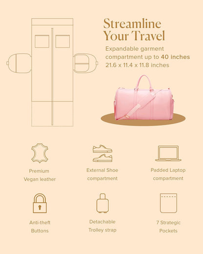 Travel Garment Bag Carry On, Convertible Garment Bags for Travel Suits and Dresses Folding, Garment Duffle Bags for Travel Carry On, Garment Duffel Bags for Travel, Carry on Garment Bag