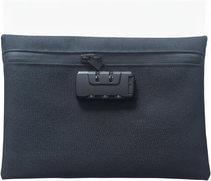 Travel Document Organizer Wallet, Zippered Oxford Cloth Pouch for Passports & Tickets, Slim Portable File Holder, Black