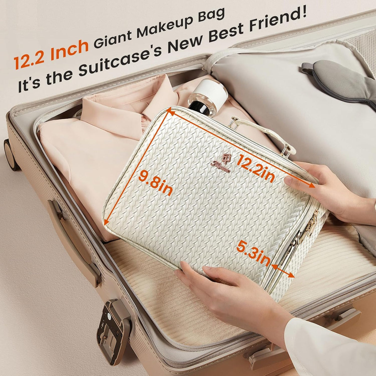 Makeup Bag with LED Lighted Mirror 12.2 IN Travel Makeup Bag Adjustable Brightness in 3 Colors Cosmetic Organizer Artist Storage Bag with Dividers Brush Holder Bag Vanity Black Checkerboard